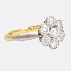 Art Deco 1.10 Carat Old Cut Diamond Daisy Ring