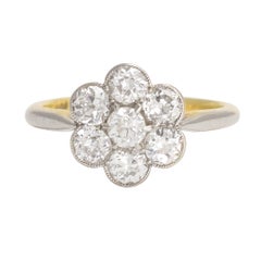 Art Deco 1.10 Carat Old Cut Diamond Daisy Ring