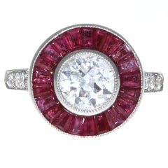Art Deco 1.10 Carat Ruby Gold Engagement Ring