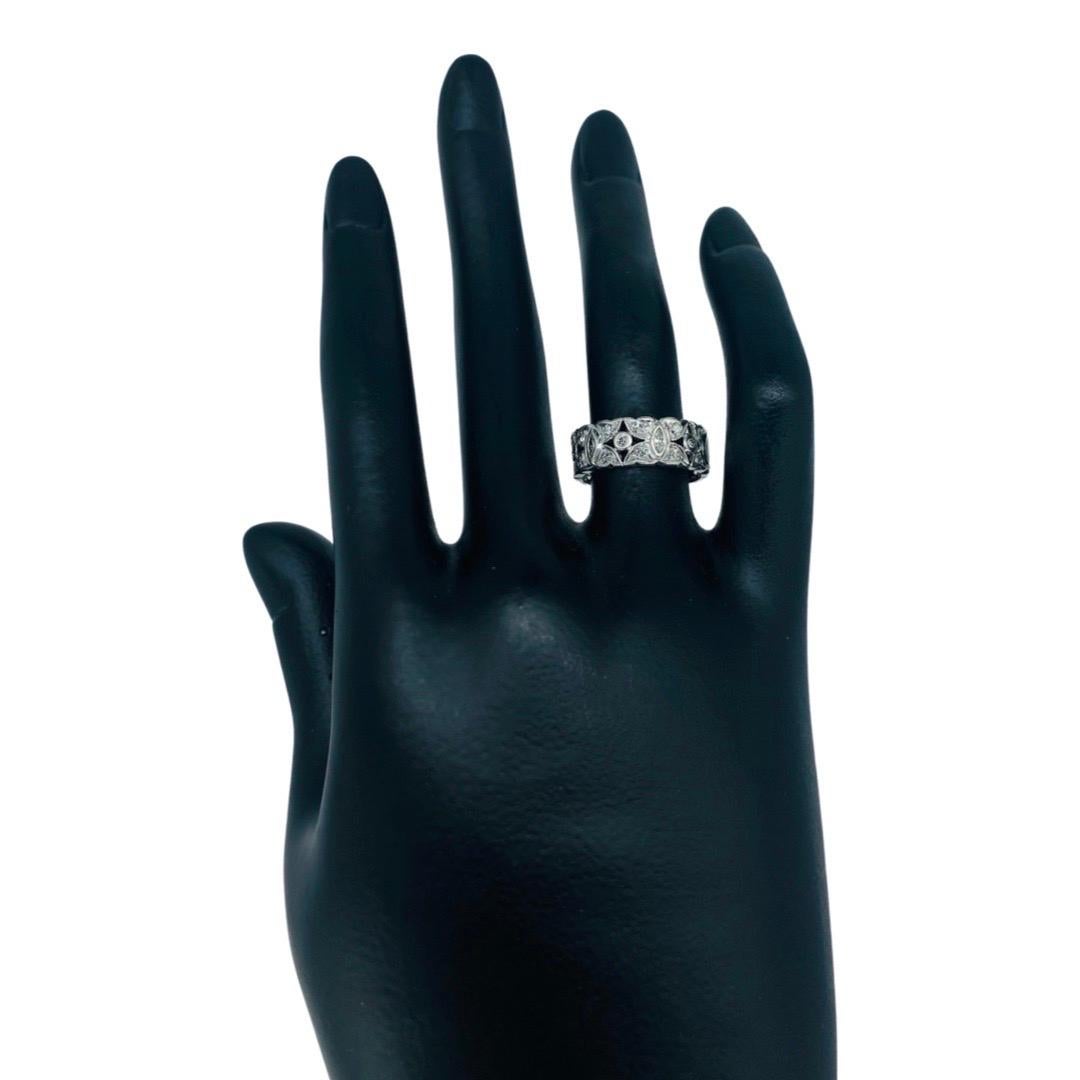 Women's Art Deco 1.10 Total Carat Weight Diamonds Eternity Ring Platinum 950 For Sale