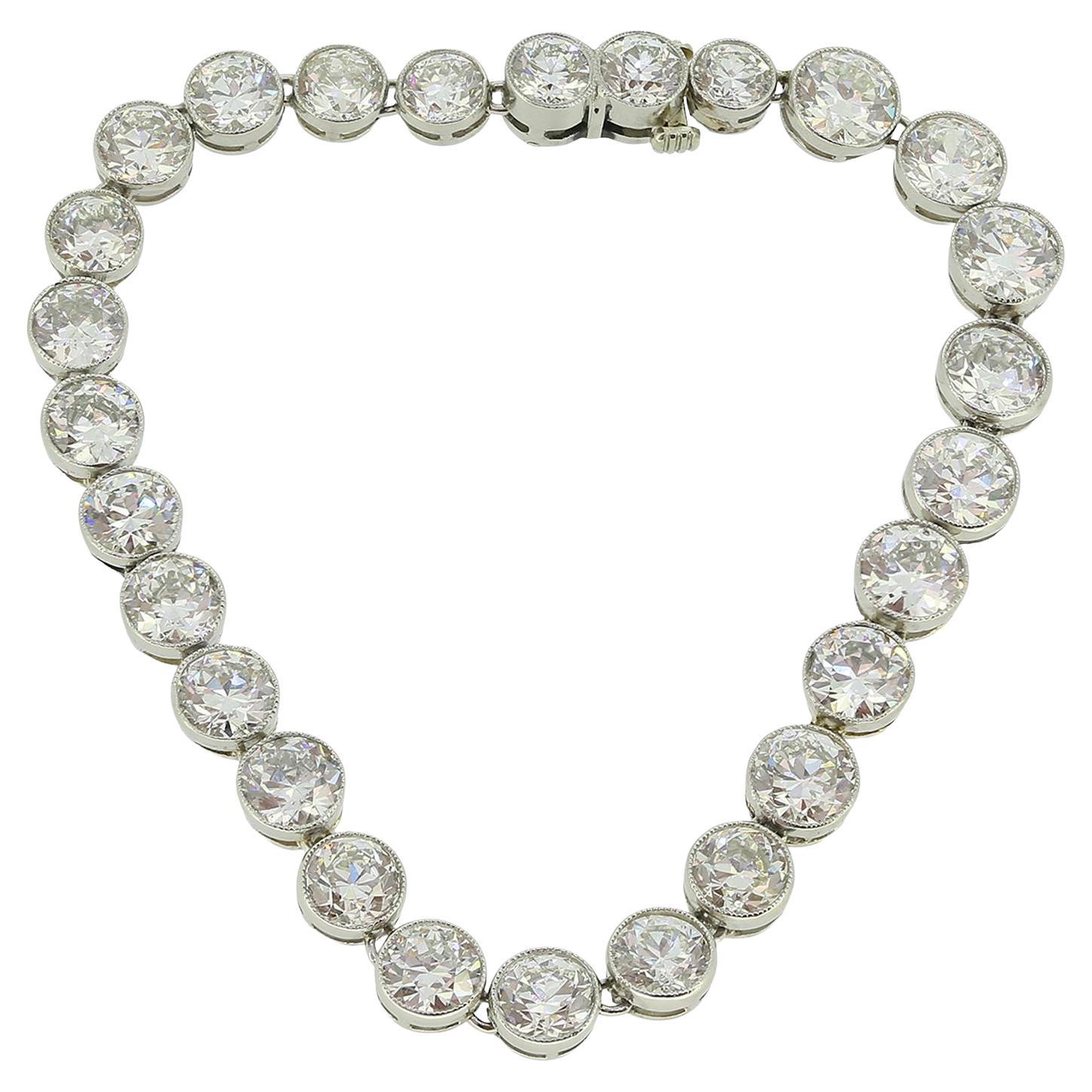 Art Deco 11,00 Karat Altschliff-Diamant-Line-Armband