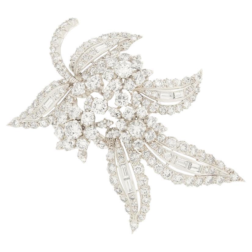 Art Deco 11.00ct Diamant Blumenbrosche, ca. 1920er Jahre im Angebot
