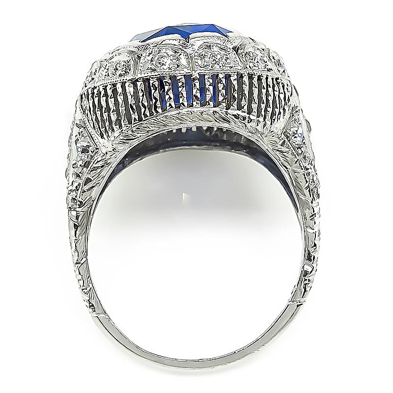 Art Deco 11.00 Carat Sapphire Diamond Engagement Ring In Good Condition In New York, NY