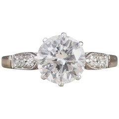 Art Deco 1.10ct Diamond  18ct White Gold Engagement Ring with Diamond Shoulders