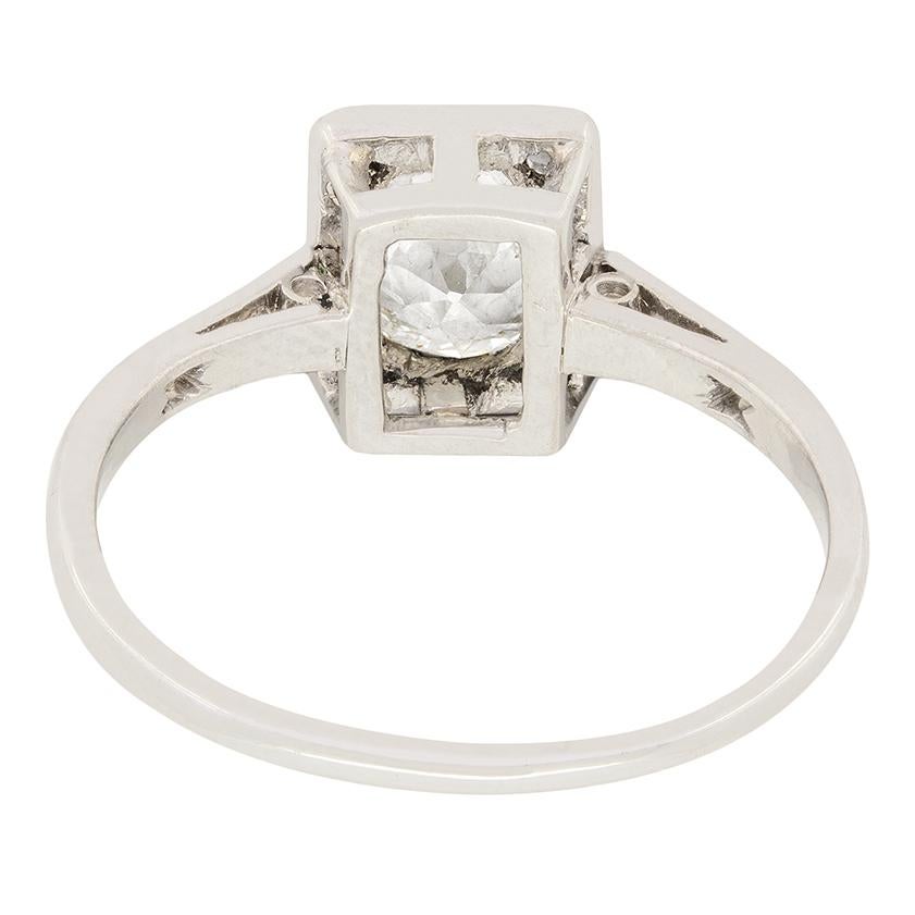 Taglio vecchia miniera Anello solitario con diamante Art Deco da 1,10 carati, 1920 ca. in vendita
