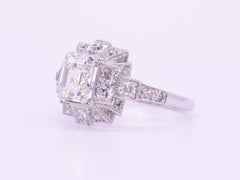 Art Deco 1.10 Carat Emerald Cut Diamond Engagement Ring, circa 1920s