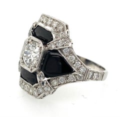 Art Deco 1.10ct Old European Cut Diamond & 1.38ct Diamond Platinum Ring