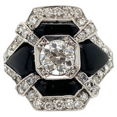 Antique Art Deco 1.10ct Old European Cut Diamond & 1.38ct Diamond Platinum Ring