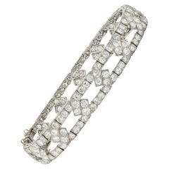Art of Vintage 11.18 CTW Diamond Platinum Chain Link Motif Vintage Strap Bracelet