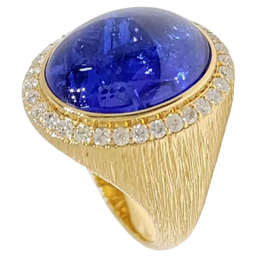 11.26ct Tanzanite Diamond Cocktail Ring by Designer Carat in 18K Gold