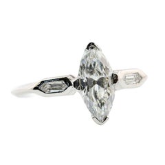 Art Deco 1.12ctw Marquise & Fancy Hexagon Diamond Engagement Ring Platinum