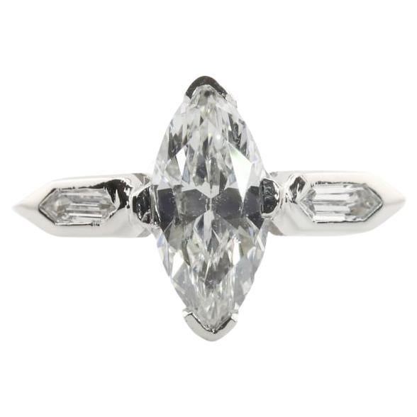 Art Deco 1.12ctw Marquise & Fancy Hexagon Diamond Engagement Ring in Platinum For Sale