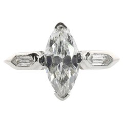 Antique Art Deco 1.12ctw Marquise & Fancy Hexagon Diamond Engagement Ring in Platinum