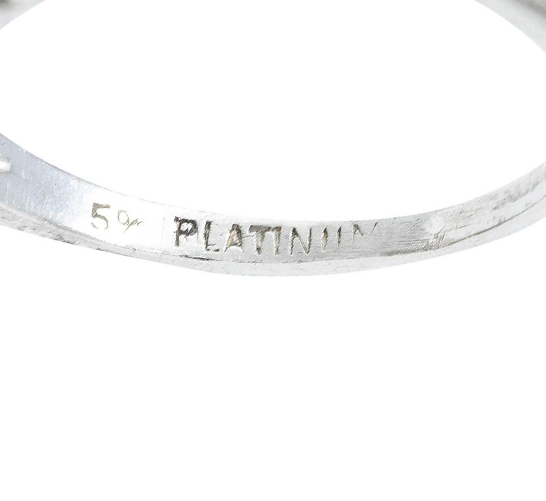 Art Deco 1.13 Carats Diamond Platinum Foliate Engagement Ring 2