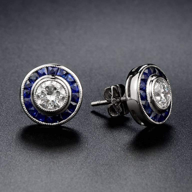 diamond and sapphire stud earrings