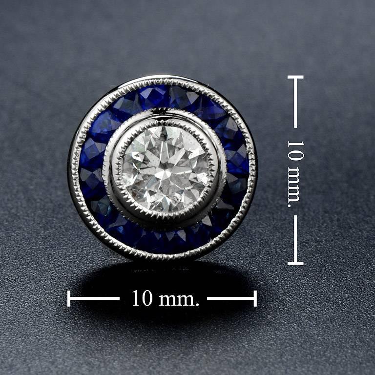 Women's or Men's Diamond Blue Sapphire Stud Earrings