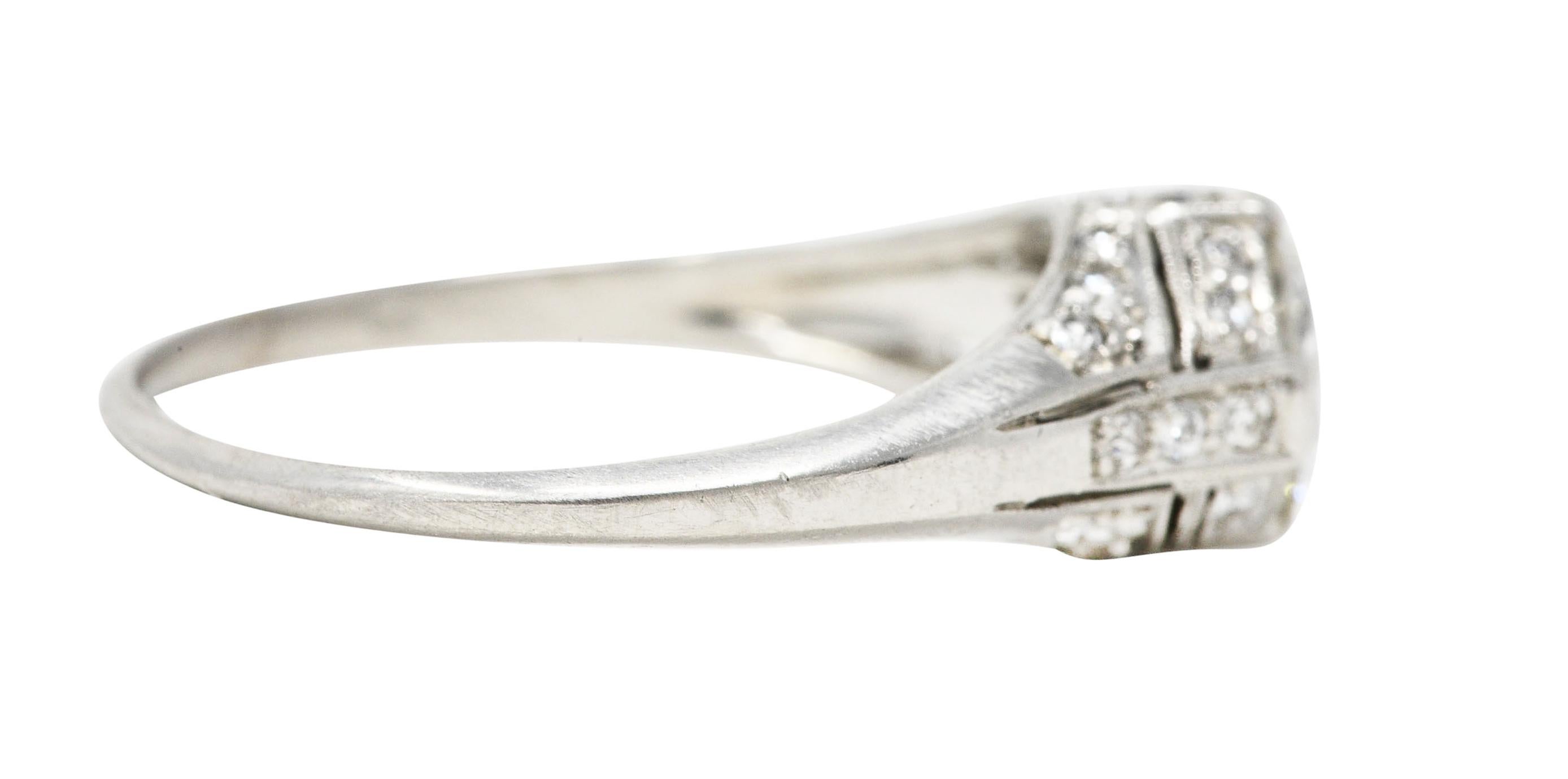 Old European Cut Art Deco 1.14 Carats Diamond Platinum Bombé Engagement Ring For Sale