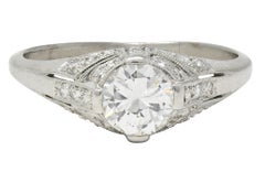 Art Deco 1.14 CTW Diamond Platinum Vintage Bombé Engagement Ring