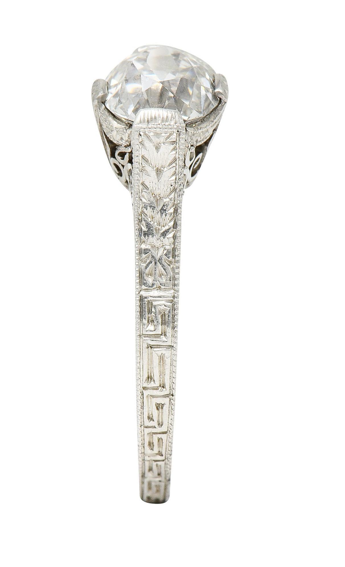 Art Deco 1.15 Carats Diamond Platinum Greek Key Solitaire Engagement Ring 5