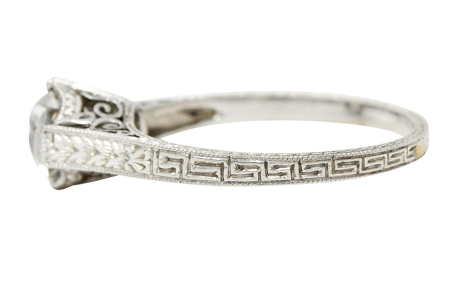 Art Deco 1.15 Carats Diamond Platinum Greek Key Solitaire Engagement Ring 1