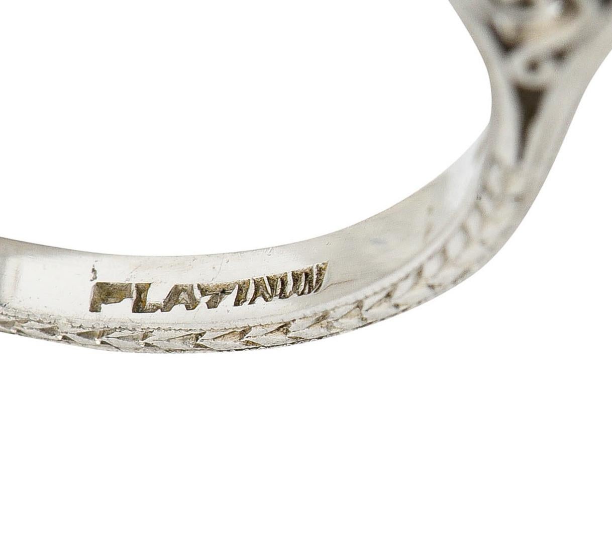 Art Deco 1.15 Carats Diamond Platinum Greek Key Solitaire Engagement Ring 3