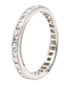 Art Deco 1.15 Carats French Cut Diamond Platinum Eternity Channel Band Ring
