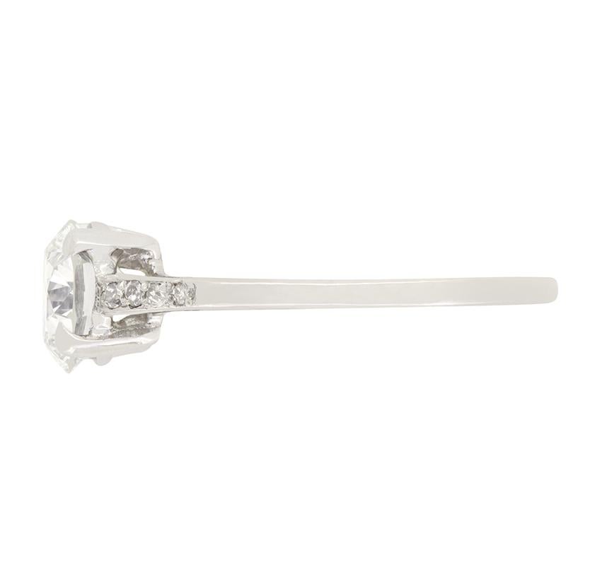 Taglio antico europeo Solitario di diamanti Art Deco da 1,15 ct, anni '30 ca. in vendita