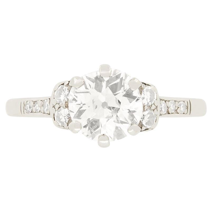 Art Deco 1.15 Carat Diamond Solitaire Ring, c.1920s For Sale