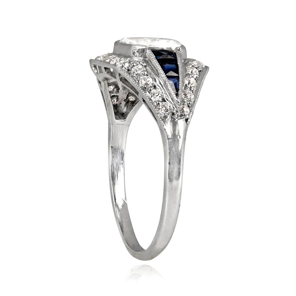 Emerald Cut Art Deco 1.15 Carat Emerald-Cut Diamond Engagement Ring, i Color, Diamond Halo For Sale