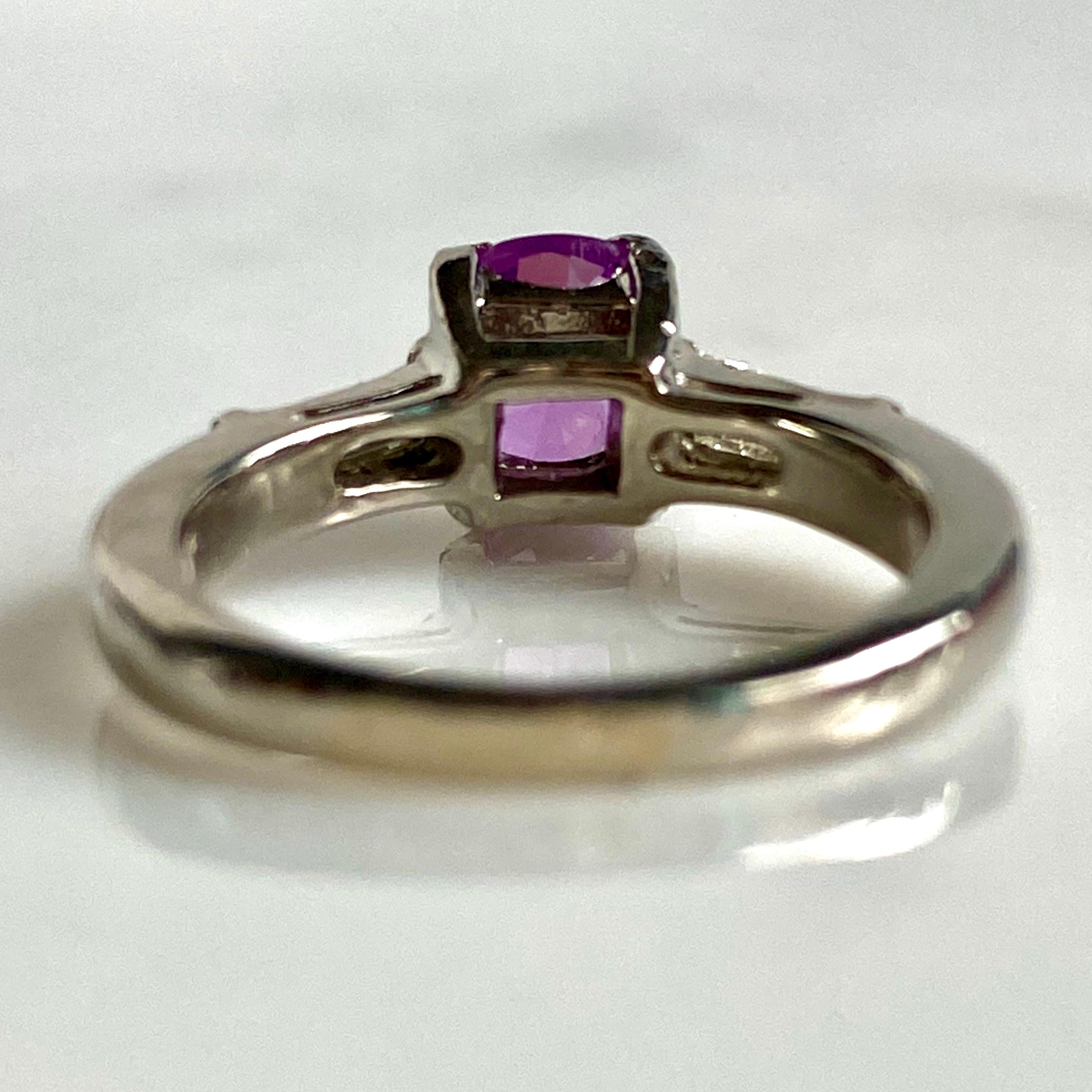 Art Deco 1.15 Carat Pink Sapphire & .40 Carat Diamond Platinum Ring For Sale 8