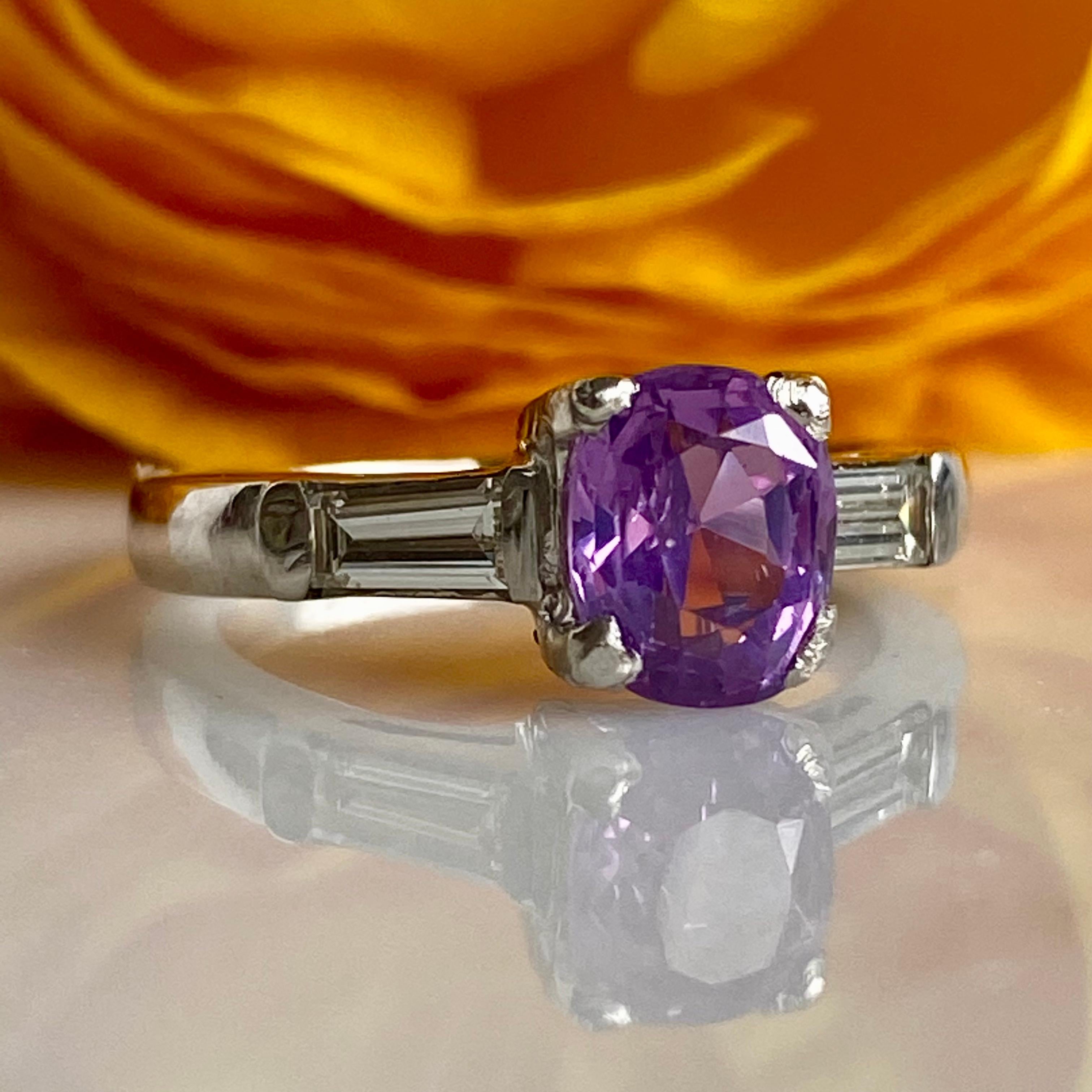 Oval Cut Art Deco 1.15 Carat Pink Sapphire & .40 Carat Diamond Platinum Ring For Sale
