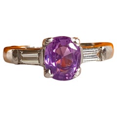 Antique Art Deco 1.15 Carat Pink Sapphire & .40 Carat Diamond Platinum Ring