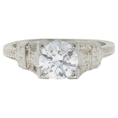 Art Deco 1.16 CTW Diamond 18K Gold Vintage Orange Blossom Engagement Ring
