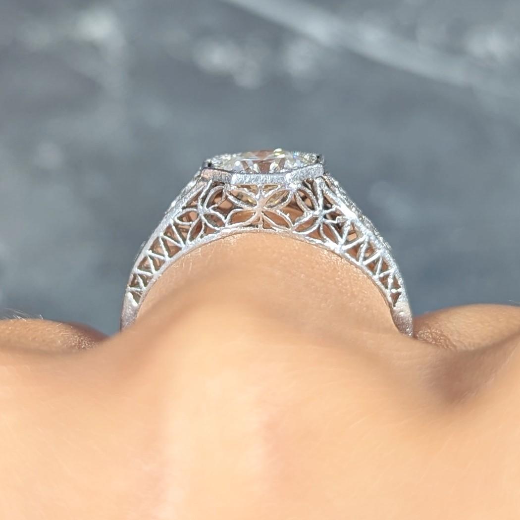 Art Deco 1.16 CTW Diamond Platinum Butterfly Solitaire Engagement Ring For Sale 8