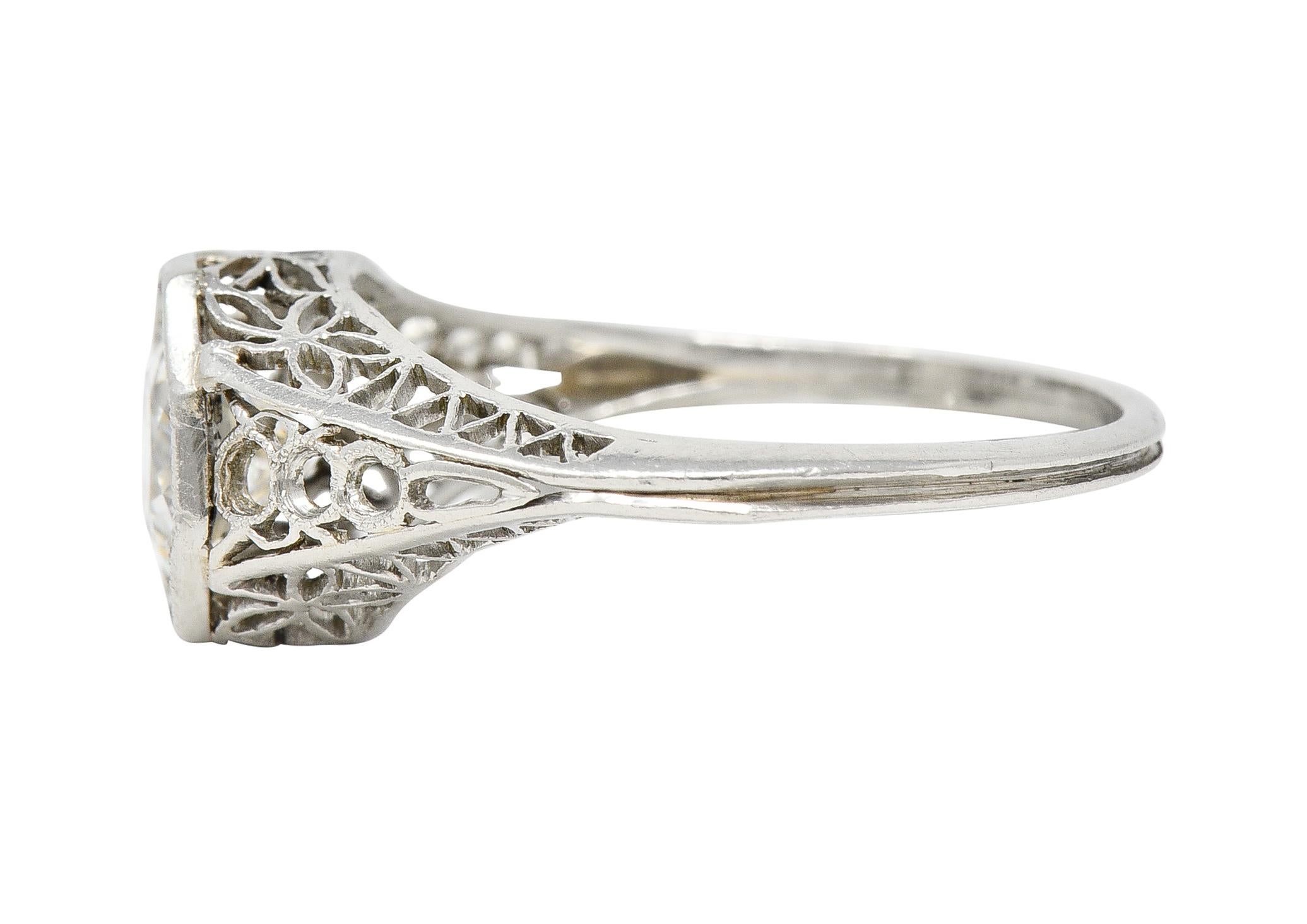 Art Deco 1.16 CTW Diamond Platinum Butterfly Solitaire Engagement Ring For Sale 1