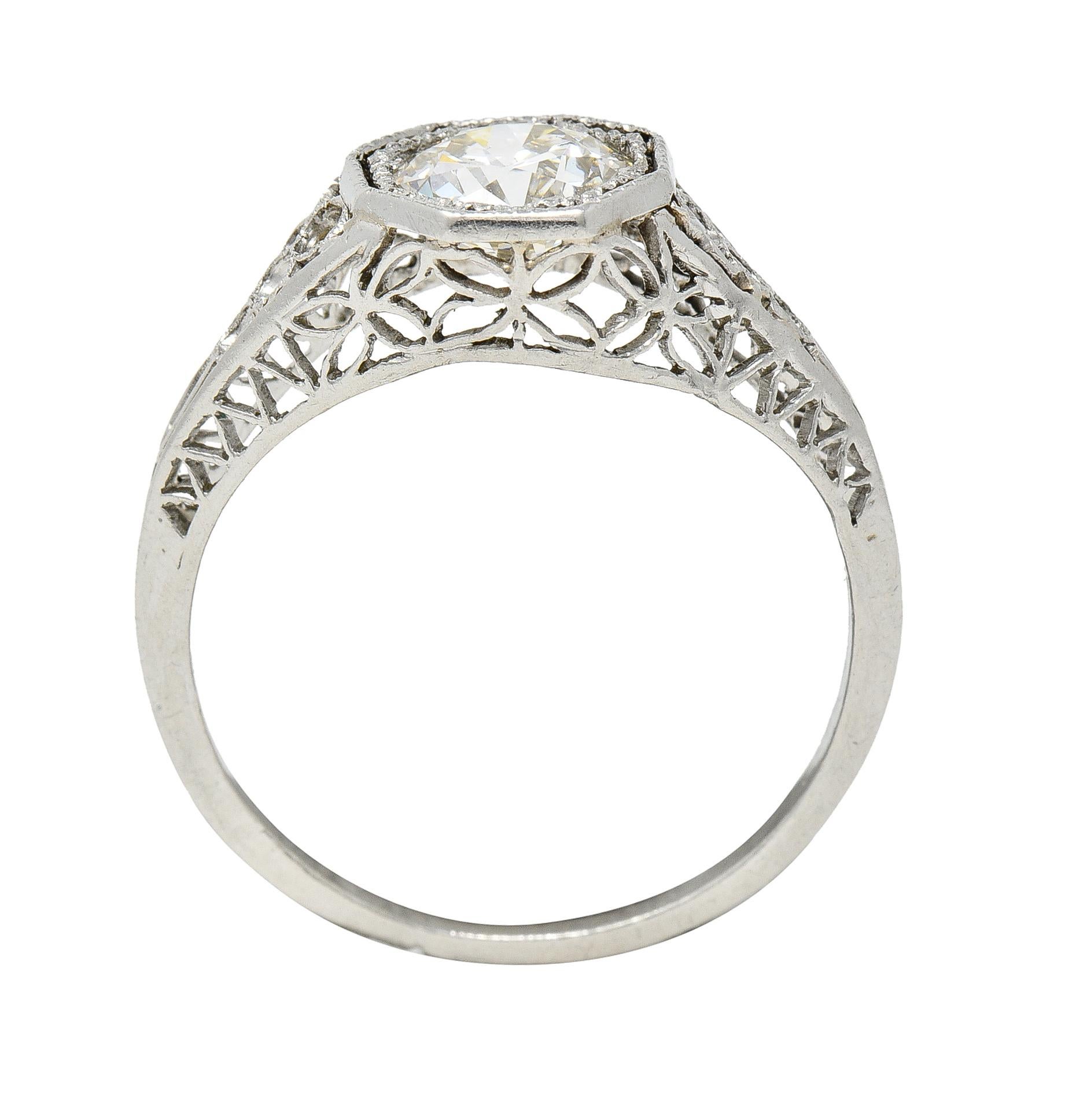Art Deco 1.16 CTW Diamond Platinum Butterfly Solitaire Engagement Ring For Sale 4