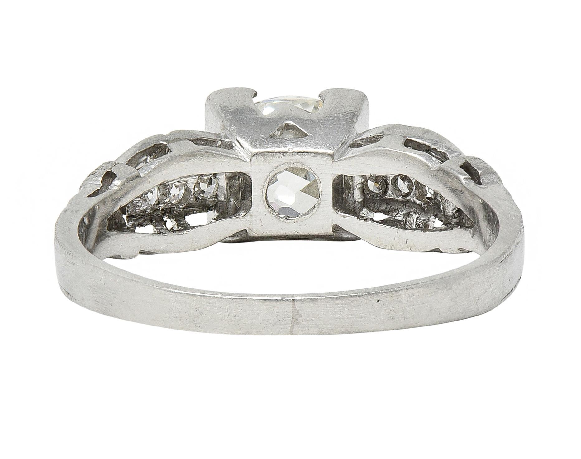 Art Deco 1.16 CTW Diamant Platin Vintage Schnalle Verlobungsring im Zustand „Hervorragend“ im Angebot in Philadelphia, PA