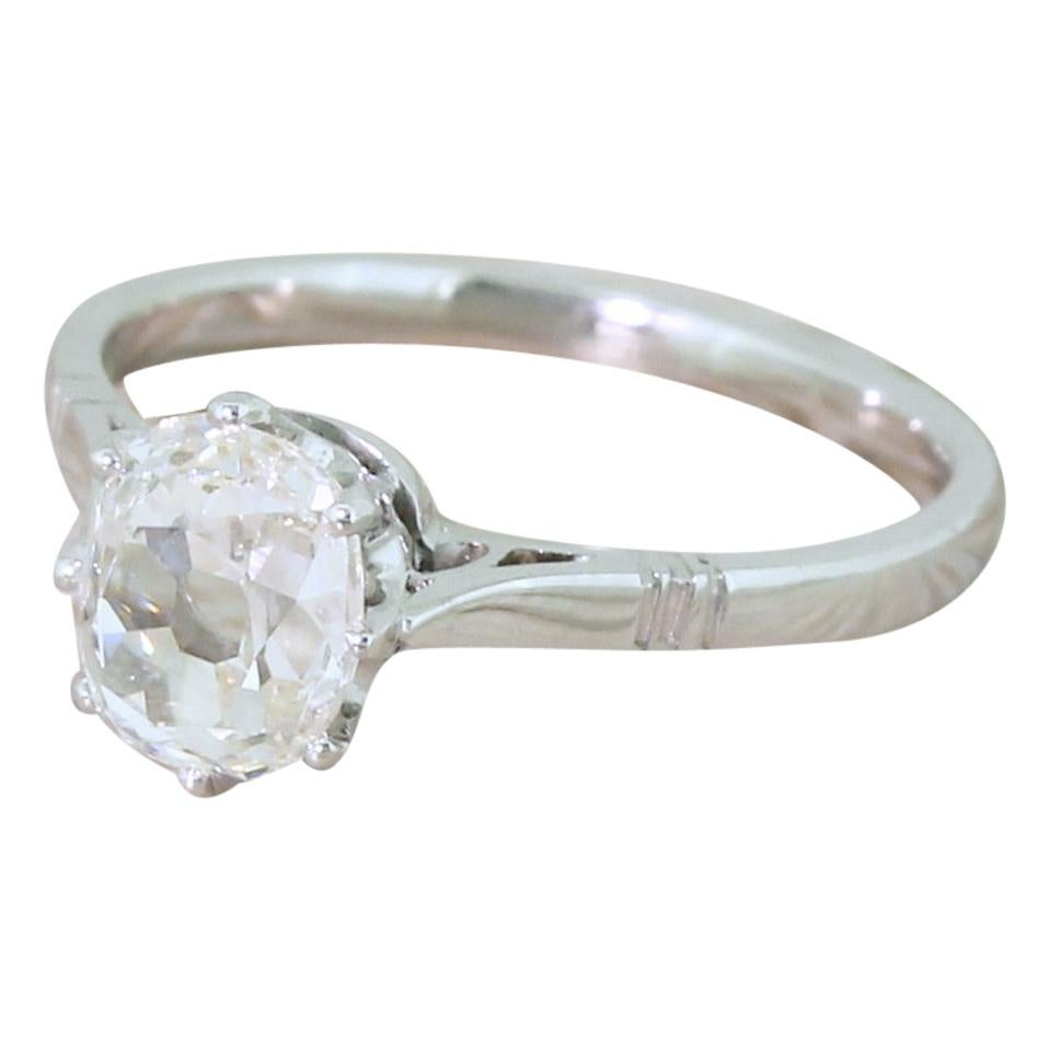 Art Deco 1.17 Carat Old Mine Cut Diamond Engagement Ring