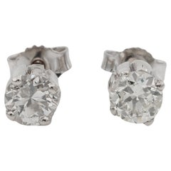 Art Deco 1.18 Ct Old European Diamond 18 KT Stud Earrings