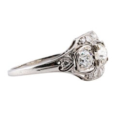 Art Deco 1.18CTW Diamond Three Stone Vintage Engagement Ring in Platinum