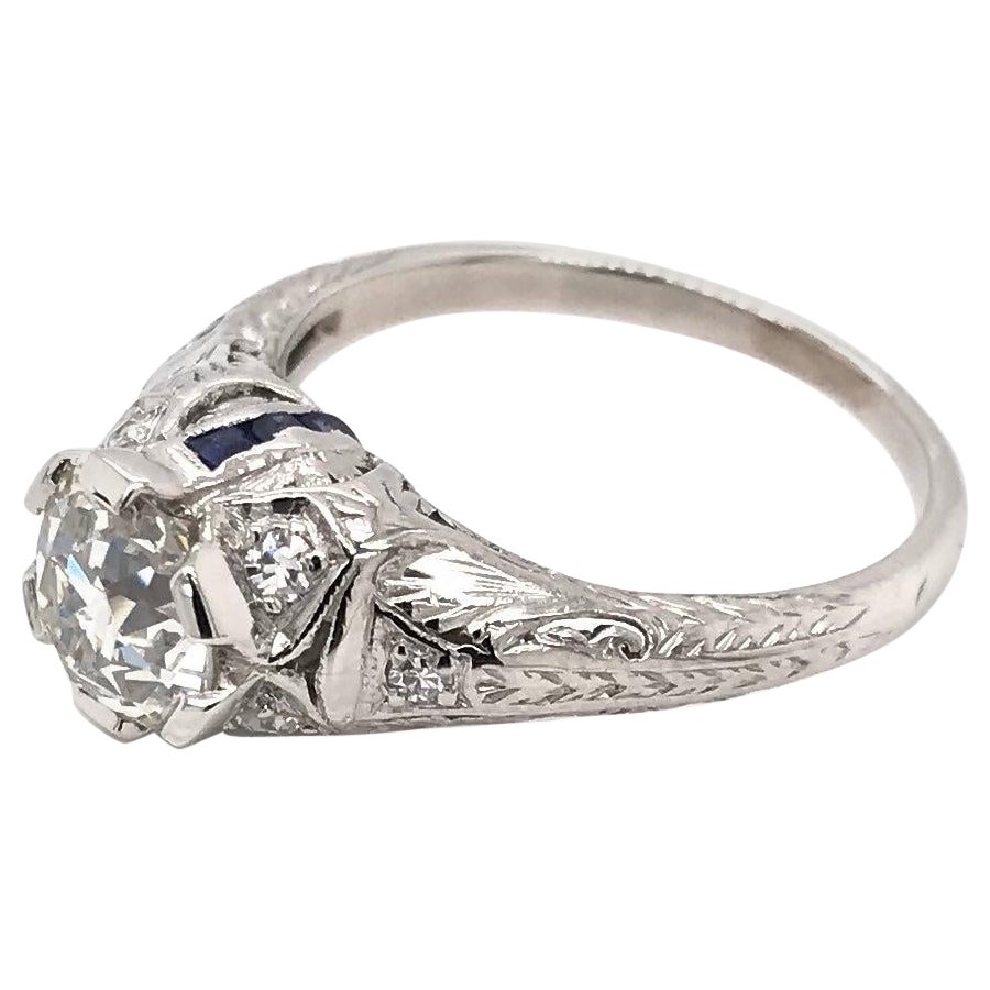 Art Deco 1,19 Karat Diamantring mit alteuropäischem Minenschliff