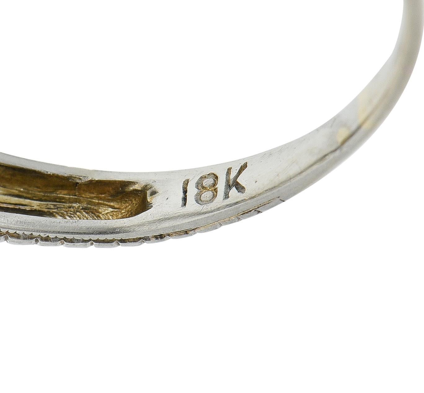 Art Deco 1.19 CTW Diamond 18 Karat White Gold Floral Engagement Ring GIA For Sale 2