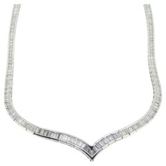 Art Deco 11.99 Carat Baguette Cut Diamond Necklace