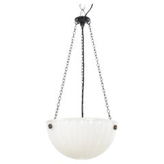 Lampe plafonnier Art Déco en verre opalin pierre de lune ancienne de 12 pouces, vers 1930