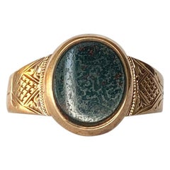Art Deco 12 Carat Gold Bloodstone Signet Ring