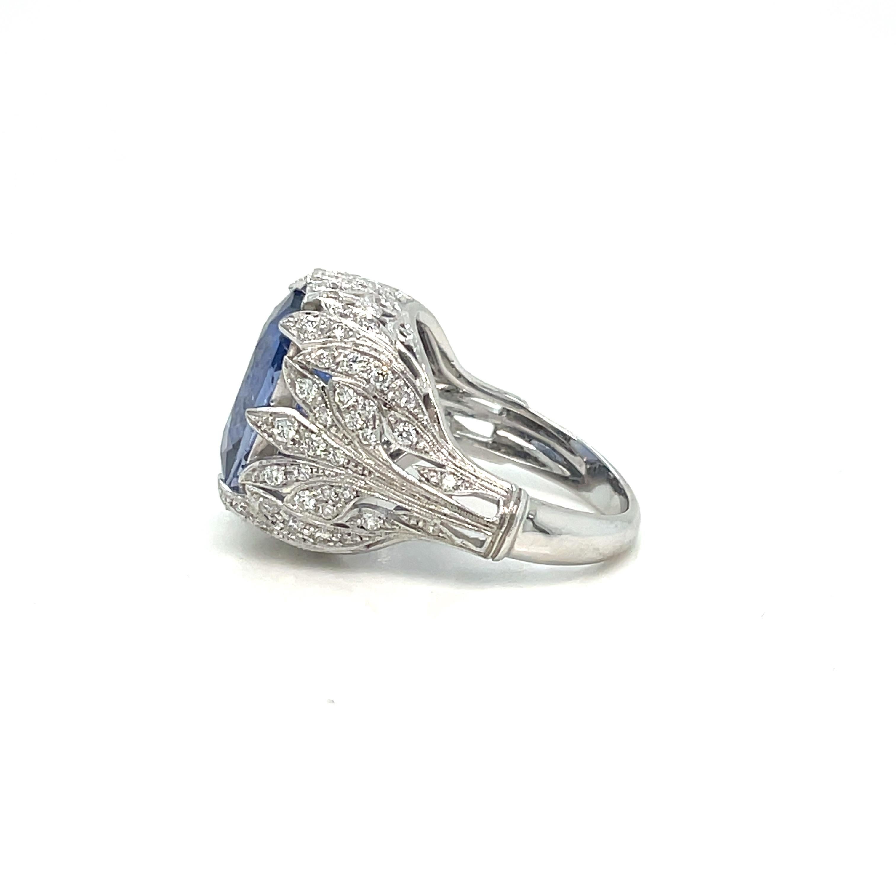 Art Deco 12 Carat Sapphire Diamond Gold Ring For Sale 1