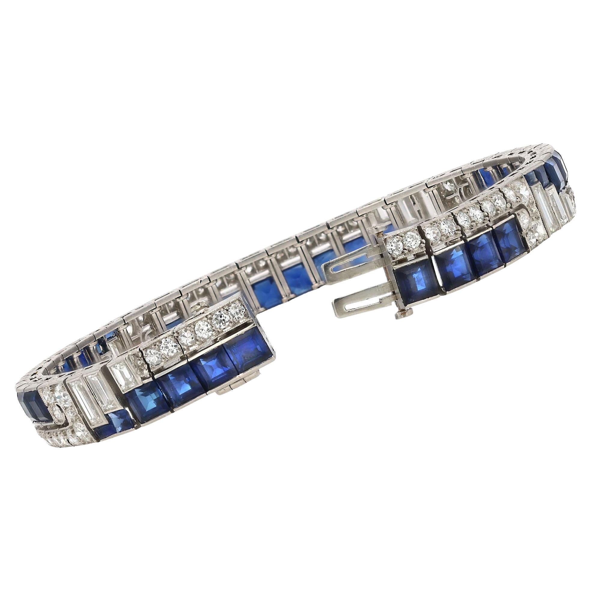 Art Line 12 Carats Diamond 
Sapphire Geometric Line Bracelet