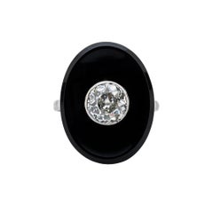 Vintage Art Deco 1.20 Carat Diamond Onyx Statement Ring