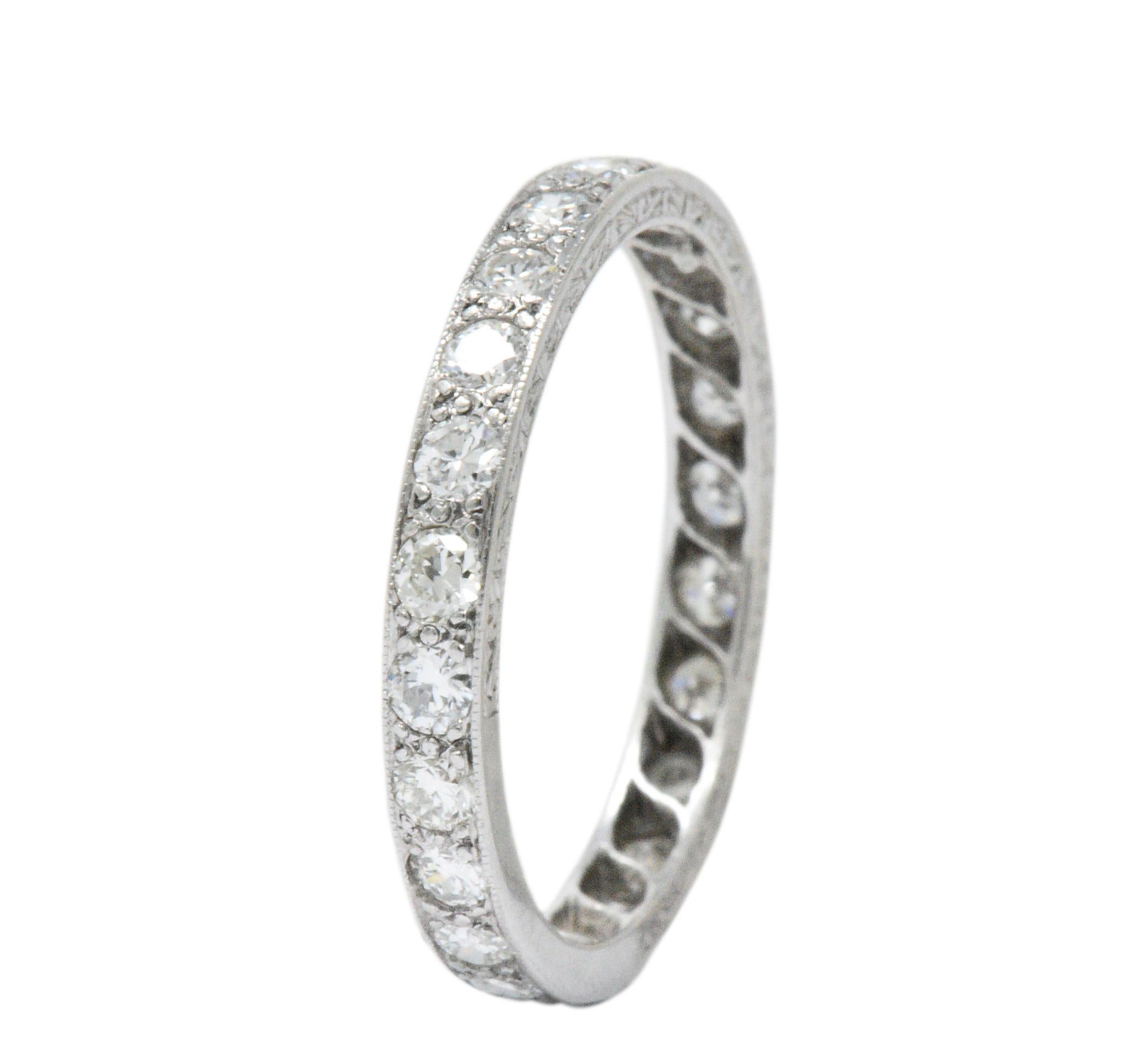 Women's or Men's Art Deco 1.20 Carat Diamond Platinum Eternity Stack Band Ring 