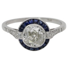 Retro Art Deco Style 1.20 Carat Diamond Plus Platinum Target Ring